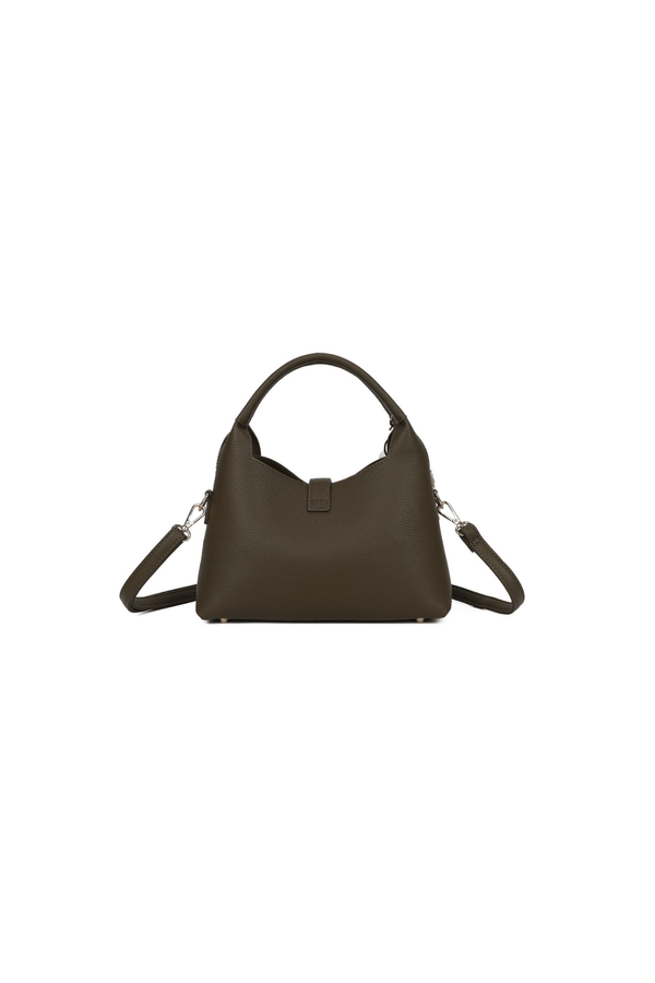 Carraig Donn Dark Green Faux Leather & Suede Fluffy Charm Top Handle Bag
