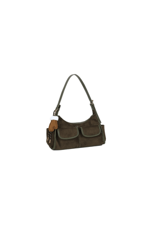 Carraig Donn Dark Green Faux Suede Front Pocket Hobo Shoulder Bag