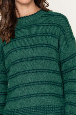 Carraig Donn Dark Green Textured Stripe Jumper