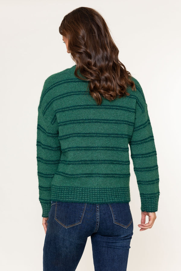 Carraig Donn Dark Green Textured Stripe Jumper
