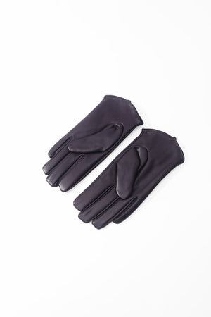Carraig Donn Dark Purple Faux Leather Bow Gloves