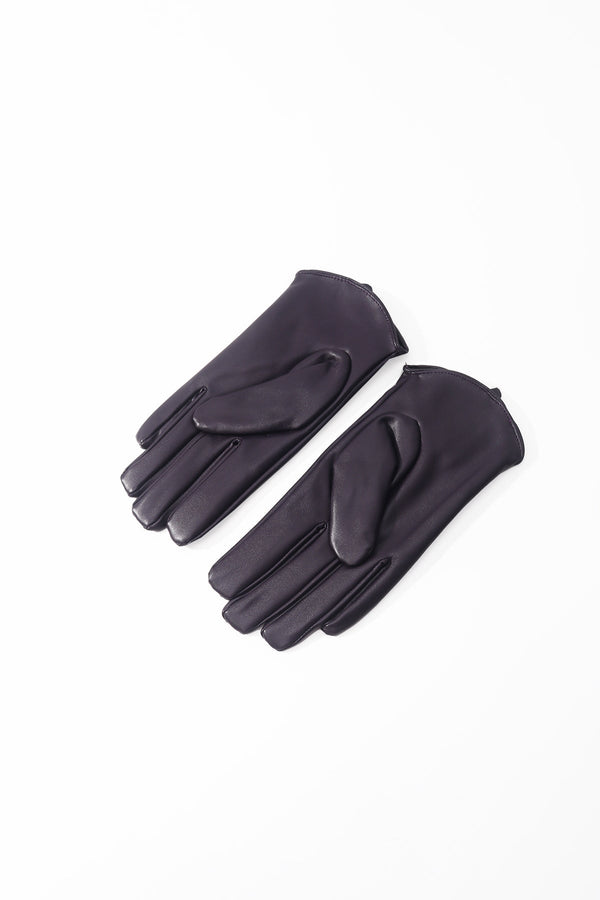 Carraig Donn Dark Purple Faux Leather Bow Gloves