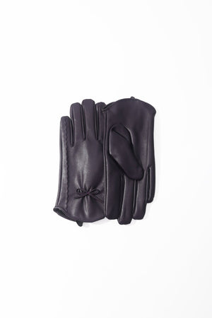 Carraig Donn Dark Purple Faux Leather Bow Gloves