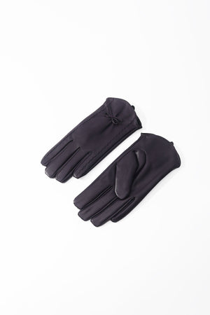 Carraig Donn Dark Purple Faux Leather Bow Gloves