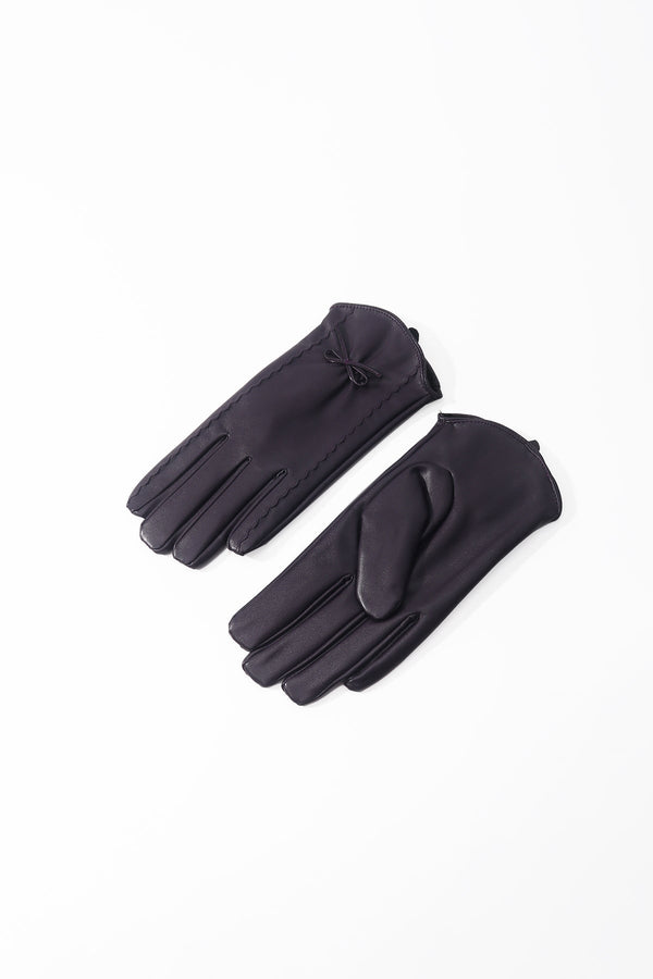 Carraig Donn Dark Purple Faux Leather Bow Gloves