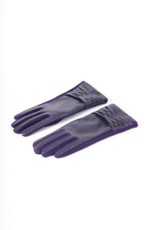 Carraig Donn Dark Purple Faux Leather Woven Cross Detail Gloves