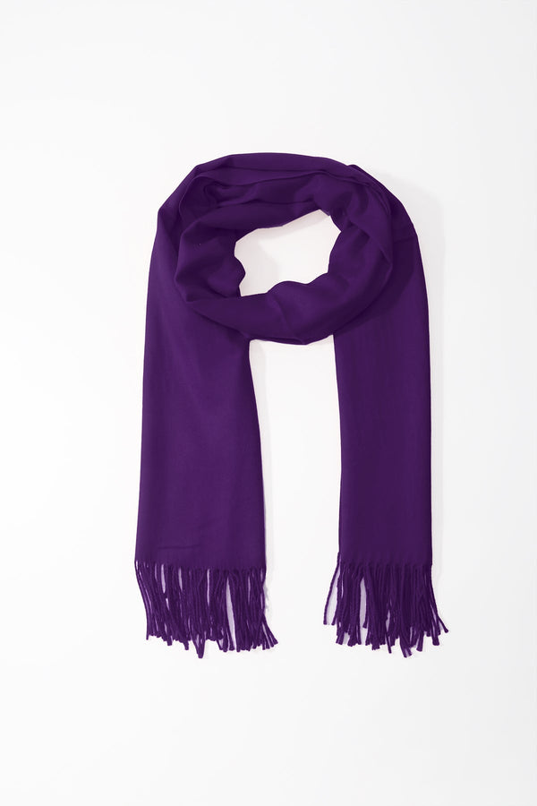 Carraig Donn Dark Purple Viscose Soft Touch Tassel Scarf