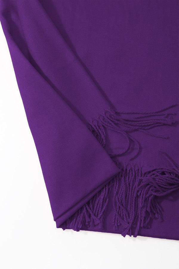 Carraig Donn Dark Purple Viscose Soft Touch Tassel Scarf