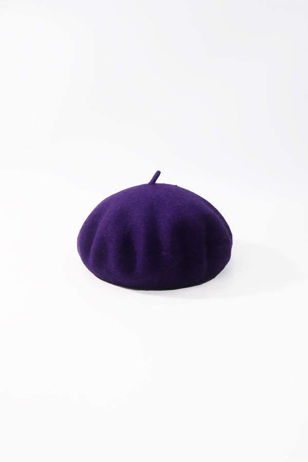 Carraig Donn Dark Purple Wool Beret Hat