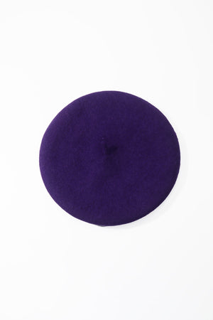 Carraig Donn Dark Purple Wool Beret Hat