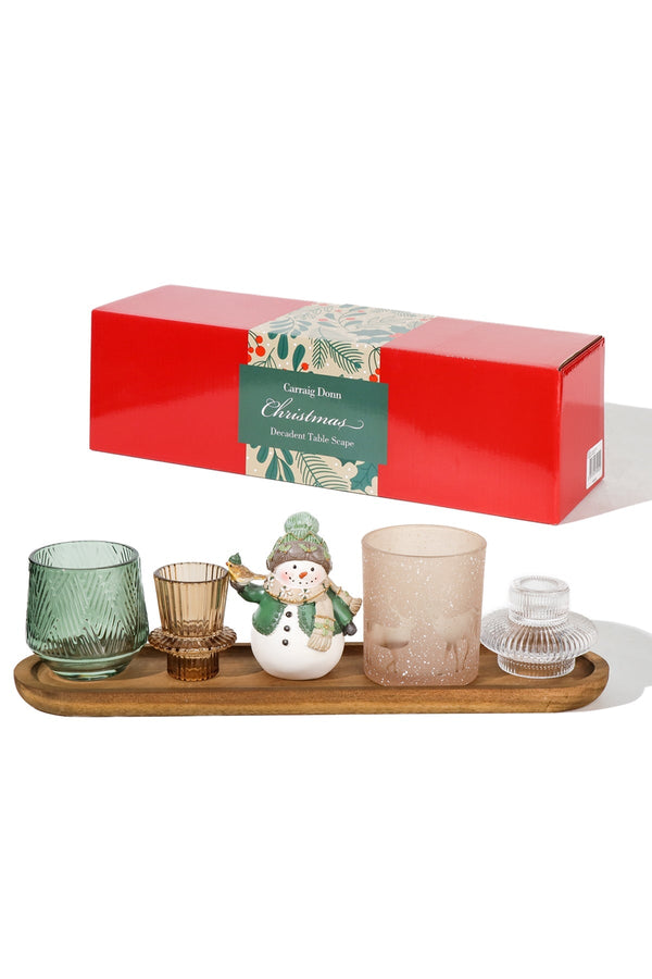 Carraig Donn Decadent Christmas Snowman Candle Holder Tray