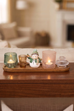 Carraig Donn Decadent Christmas Snowman Candle Holder Tray