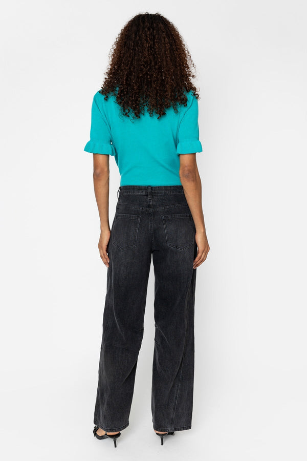Carraig Donn Denim Charcoal Cotton High Waisted Wide Leg Jeans