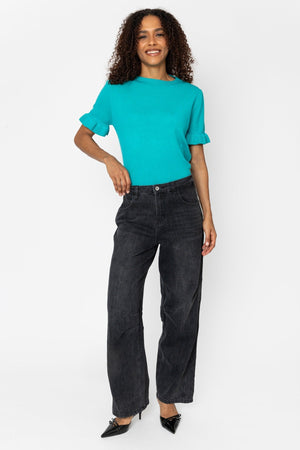 Carraig Donn Denim Charcoal Cotton High Waisted Wide Leg Jeans