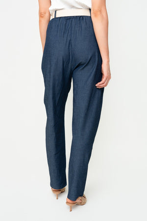 Carraig Donn Denim Cotton Belted High Waisted Barrel Jean