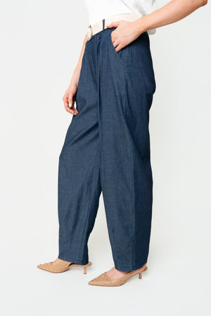 Carraig Donn Denim Cotton Belted High Waisted Barrel Jean