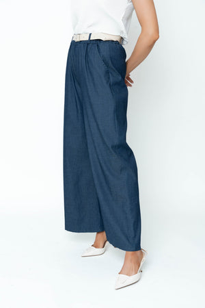 Carraig Donn Denim Cotton Belted High Waisted Wide Leg Jeans