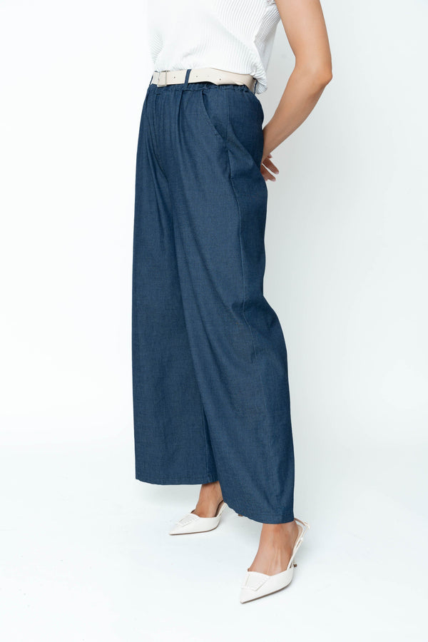 Carraig Donn Denim Cotton Belted High Waisted Wide Leg Jeans
