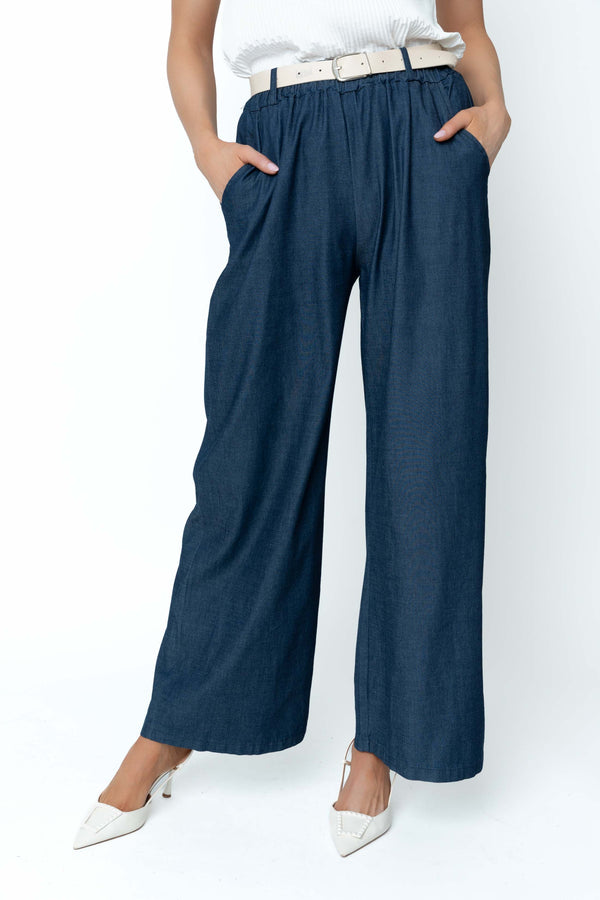 Carraig Donn Denim Cotton Belted High Waisted Wide Leg Jeans