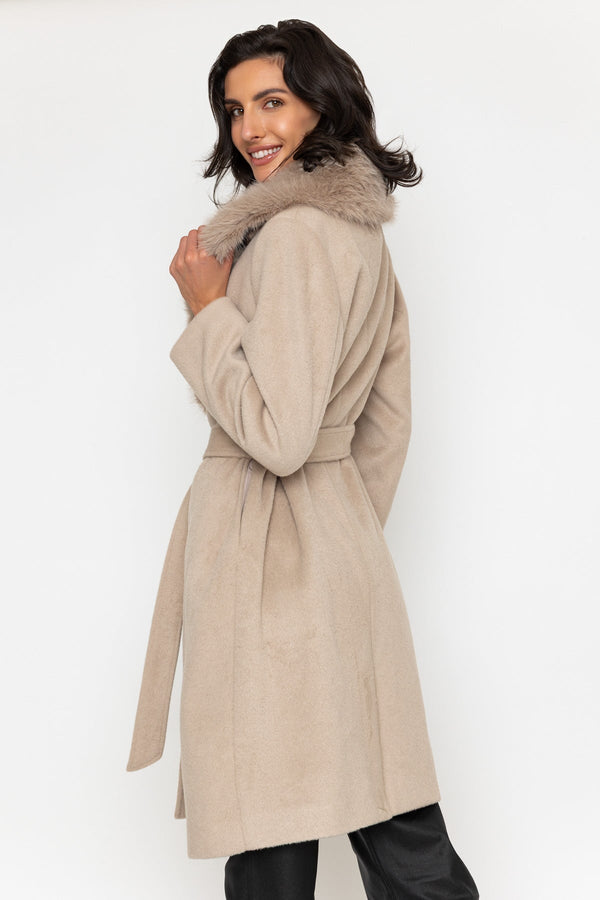 Carraig Donn Detachable Faux Fur Collar Coat