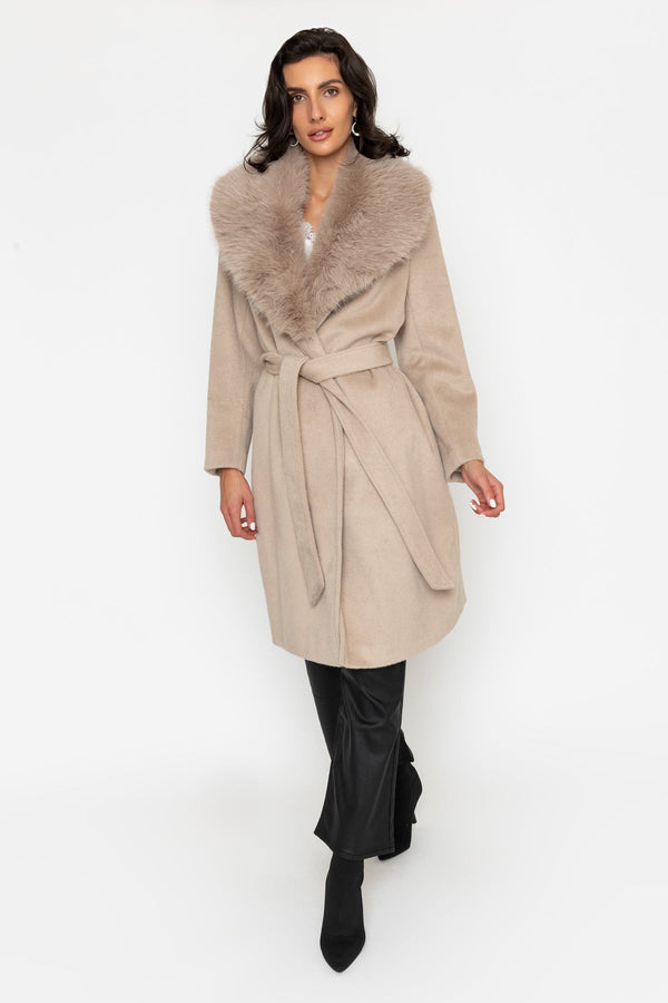 Carraig Donn Detachable Faux Fur Collar Coat