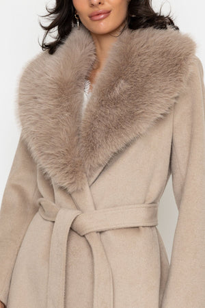 Carraig Donn Detachable Faux Fur Collar Coat