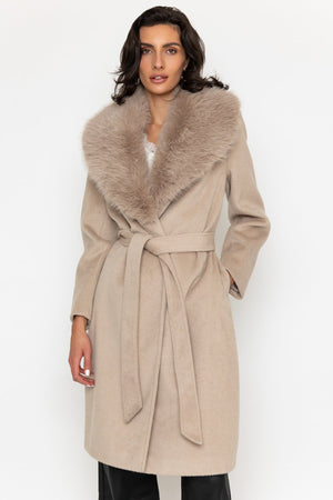 Carraig Donn Detachable Faux Fur Collar Coat