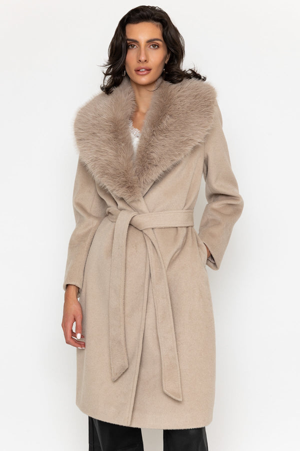 Carraig Donn Detachable Faux Fur Collar Coat