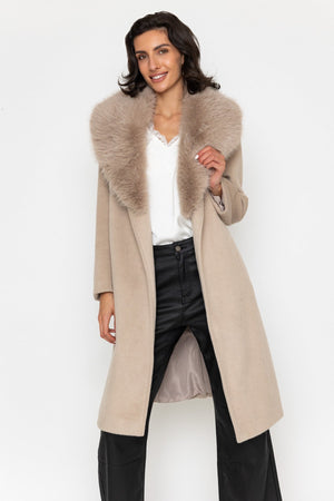Carraig Donn Detachable Faux Fur Collar Coat