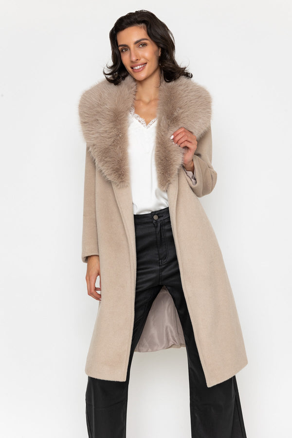 Carraig Donn Detachable Faux Fur Collar Coat