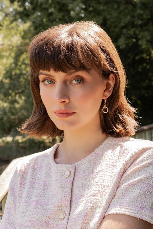 Diamante Circle Drop Hoop Earrings