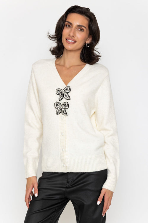 Carraig Donn Diamonte Bow Cardigan Cream
