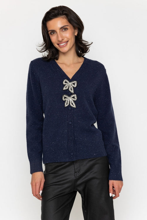Navy Diamante Bow Cardigan