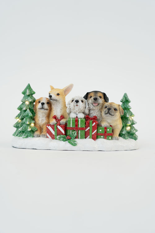 Dogs With Presents LED Christmas Decorative Ornament