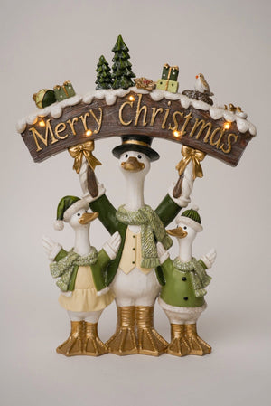 Carraig Donn Duck Family Light Up With Merry Christmas Sign Christmas Decoration