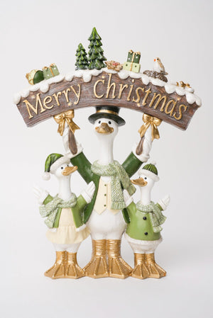 Carraig Donn Duck Family Light Up With Merry Christmas Sign Christmas Decoration
