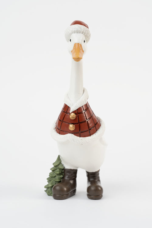 Small Duck With Christmas Hat Decoration