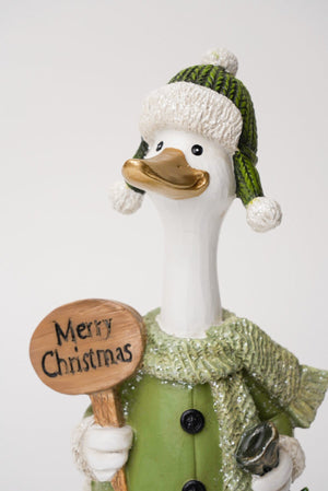 Carraig Donn Duck With Merry Christmas Sign Christmas Decoration