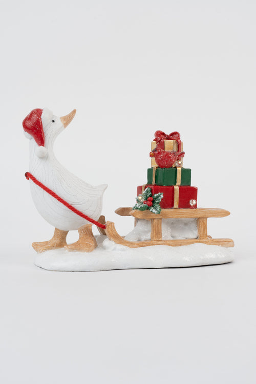 Duck With Sledge And Presents Christmas Decorative Ornament