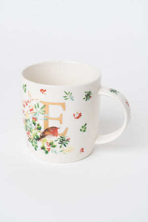 Carraig Donn E Christmas Robin Leaf New Bone China Alphabet Mug