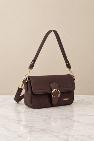 Carraig Donn East West Brown Buckle Detail Shoulder Bag