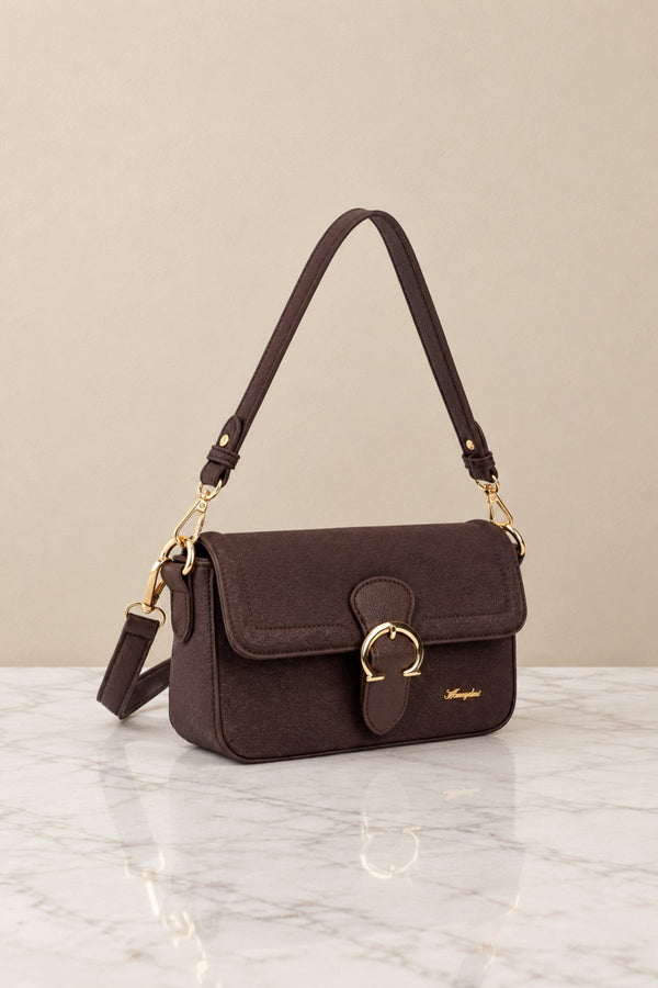 Carraig Donn East West Brown Buckle Detail Shoulder Bag