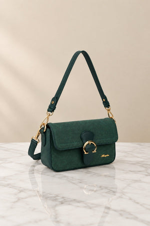 Carraig Donn East West Green Buckle Detail Shoulder Bag