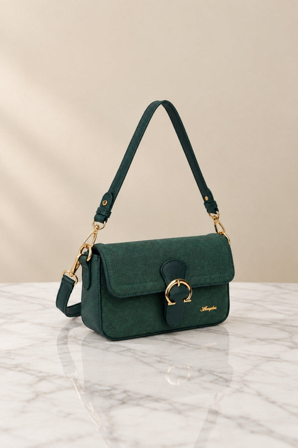 Carraig Donn East West Green Buckle Detail Shoulder Bag