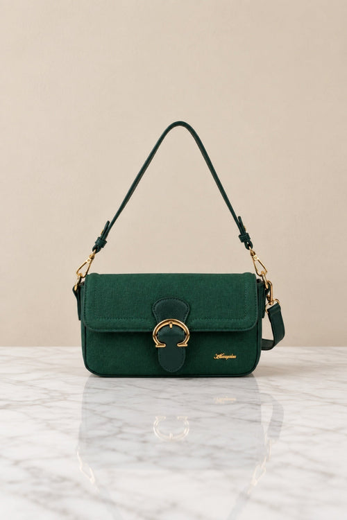 East West Green Buckle Detail Shoulder Bag