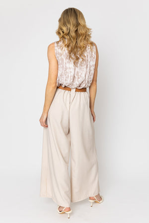 Carraig Donn Ecru Belted Wide Leg Trousers