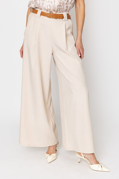 Carraig Donn Ecru Belted Wide Leg Trousers