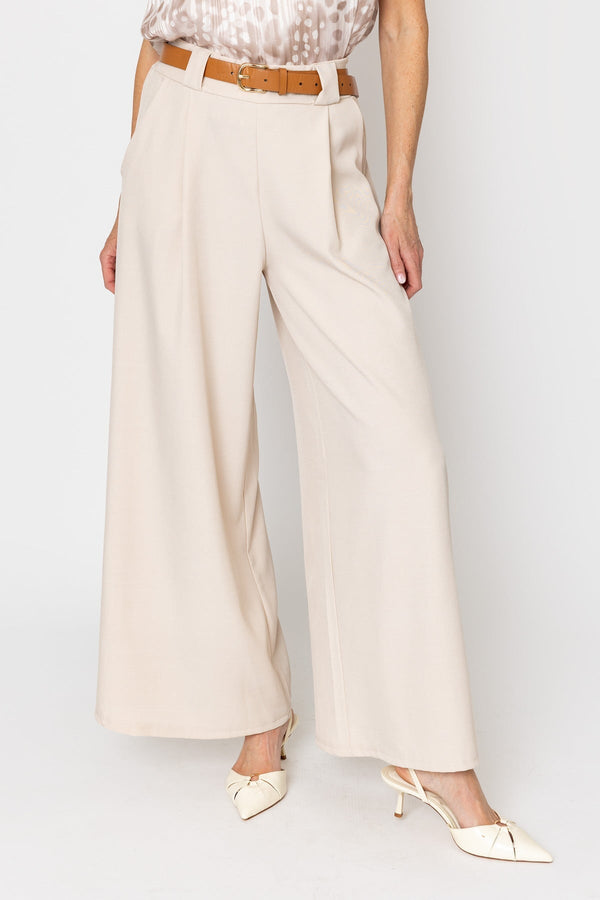 Carraig Donn Ecru Belted Wide Leg Trousers