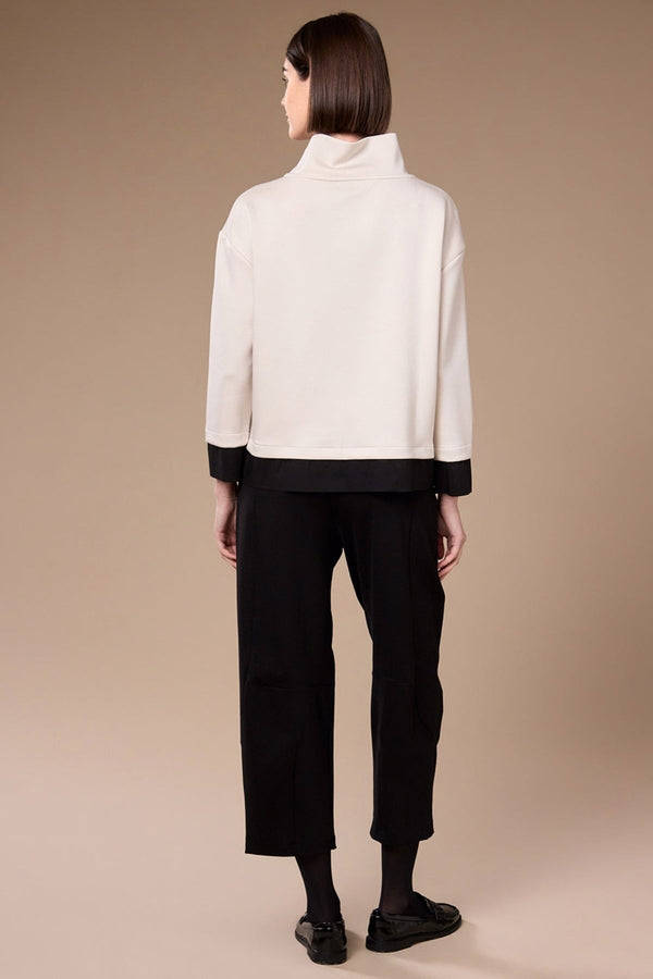 Carraig Donn Ecru & Black Two Tone Button Top