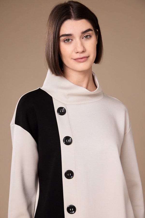 Carraig Donn Ecru & Black Two Tone Button Top